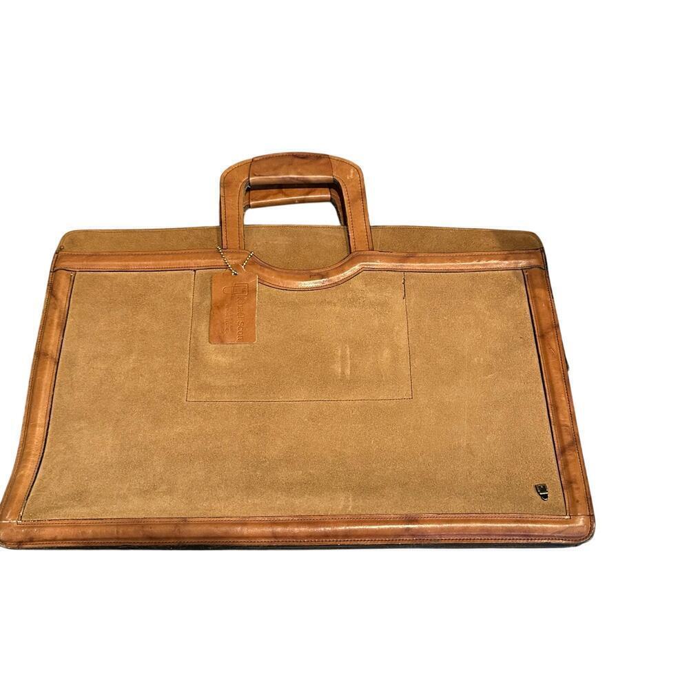 NWT Vintage Michael Scott Brown Tutone Leather Suede Briefcase Portfolio Bag - Picture 10 of 12